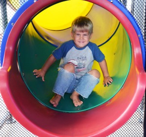 Coming down a slide