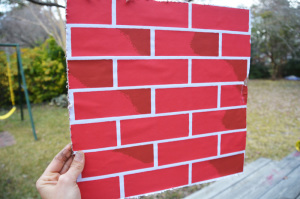 Cardboard box playhouse - make the chimney