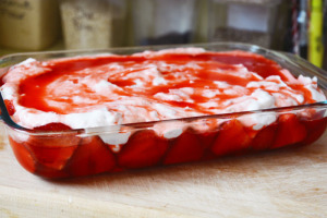 Pour jello over the top of the cream