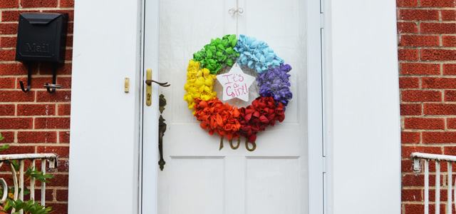 How to make a rainbow balloon wreath for a new baby