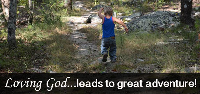 Little boy on a hike